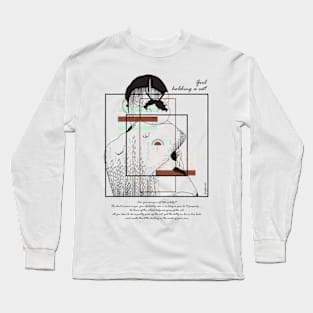 Girl holding a cat version 8 Long Sleeve T-Shirt